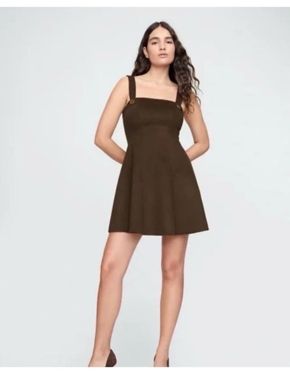 NWT Gap x Cult Gaia Wool Blend Brown Pinafore Mini Dress Size 10